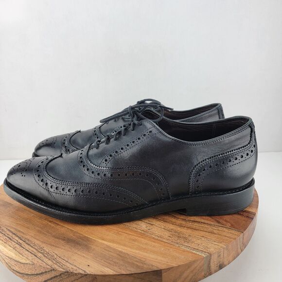 Allen Edmonds Mens Size 9 Black Leather Jefferson Wingtip Dress Shoes - Picture 1 of 8